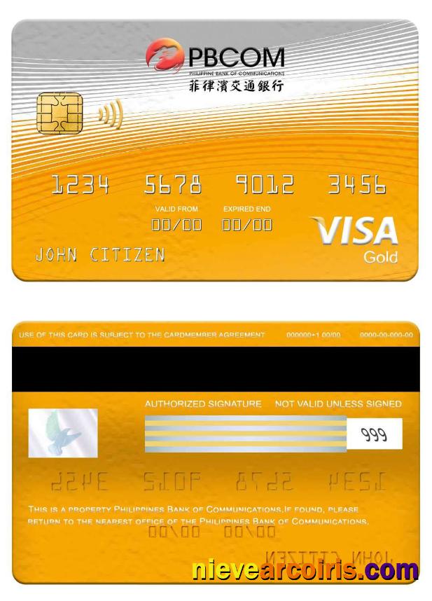 Philippines Bank of Communications visa gold card